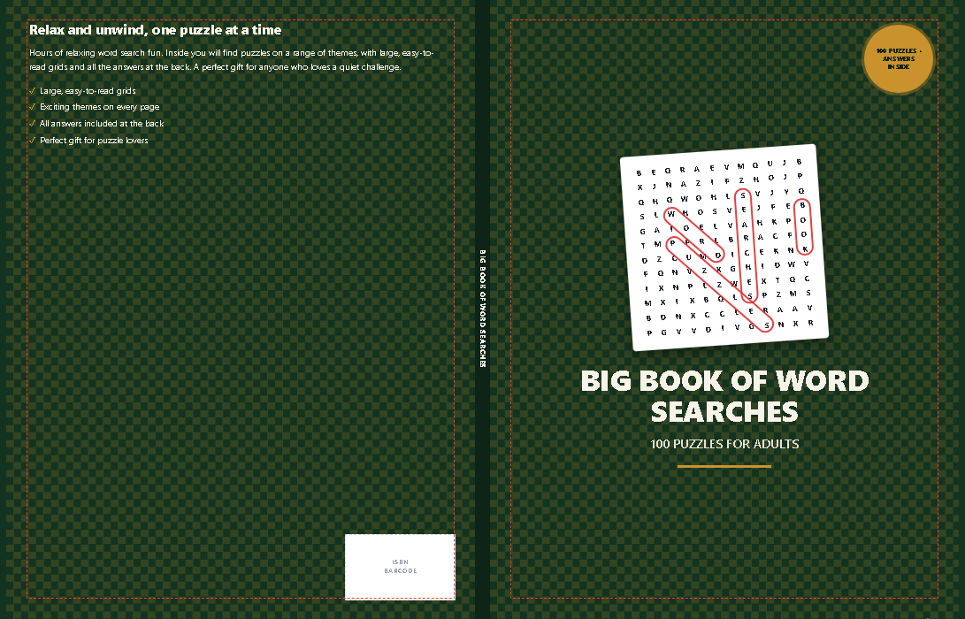 A second full-wrap cover, in a different colour palette, also built in Word Search Empire Deluxe.